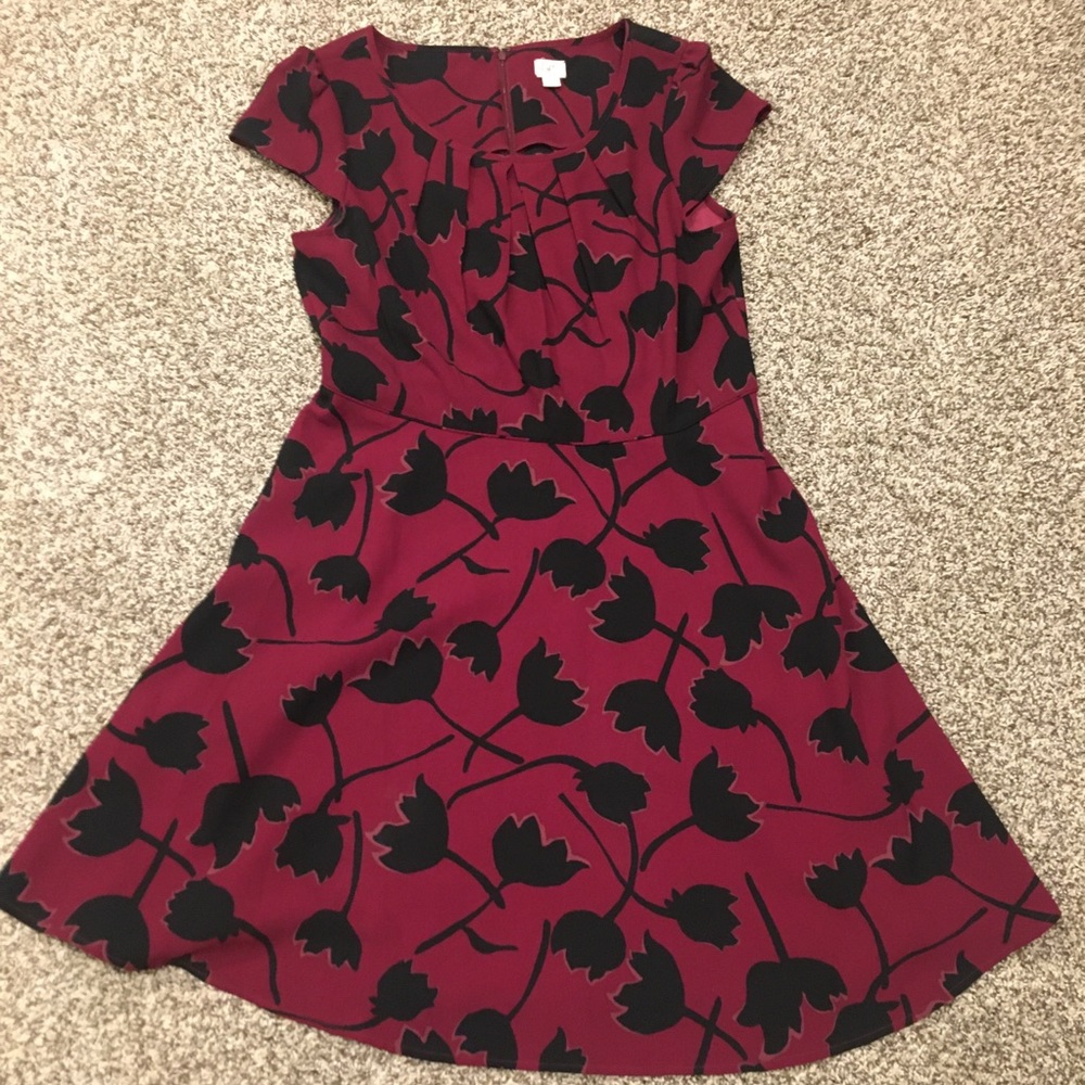 Loft Red and Black Dress